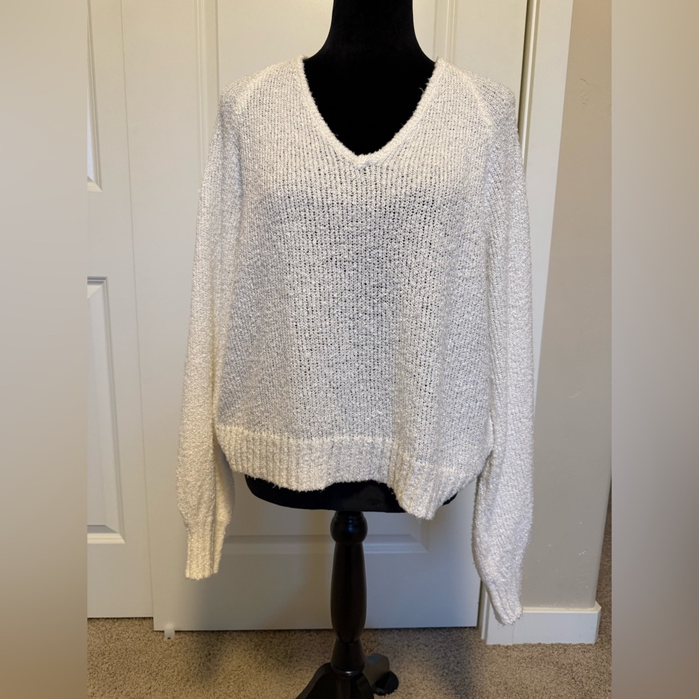 Z Supply Soft White V-Neck Sweater